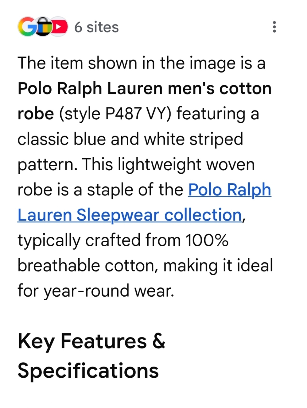 Polo Ralph Lauren Cotton Robe - Picture 7 of 10